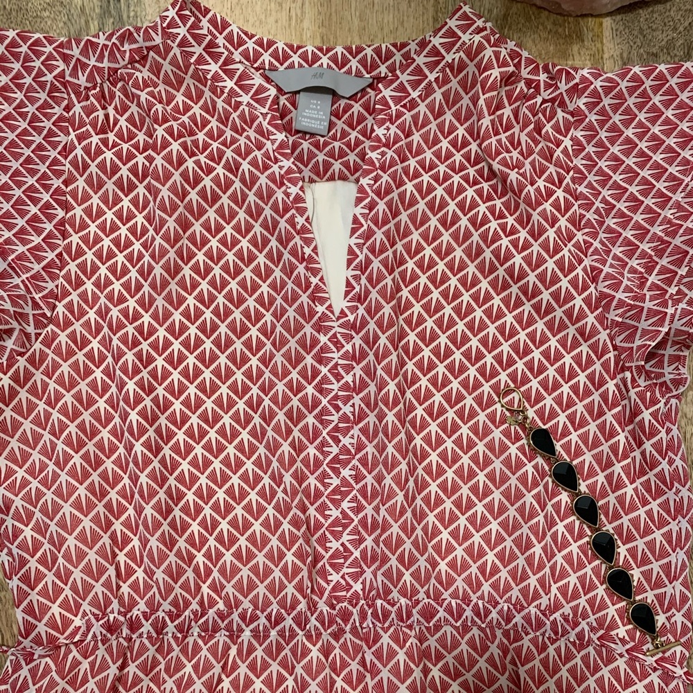 H&M red print dress with back tie.